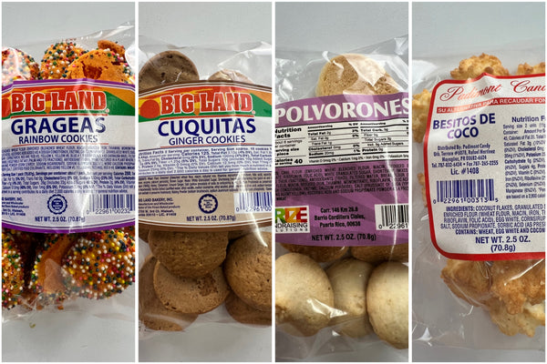 Surtido de cuatro paquetitos de galletas El Colmadito Criollo