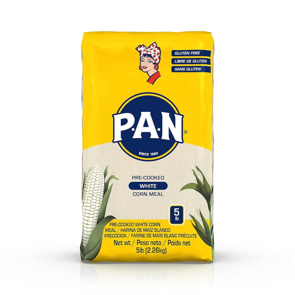Harina Pan Pre-cooked White Corn Meal 5 lb, 2.26kg
