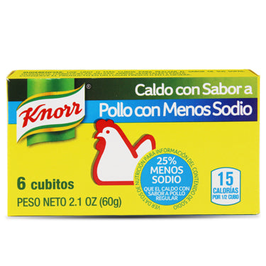 KNORR CUBITO DE POLLO MENOS SAL 6 CT