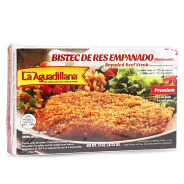 5 CAJAS DE LA AGUADILLANA BISTEC DE RES EMPANADO DE  13 OZ Envió por UPS