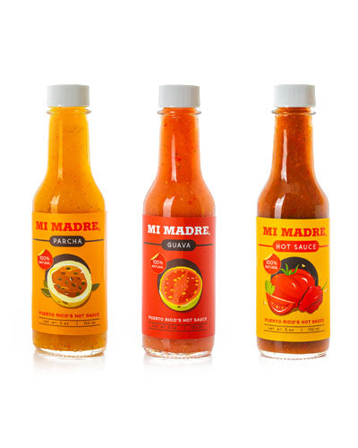 3 Piques Mi Madre de 5oz, (tomate, guava y parcha)