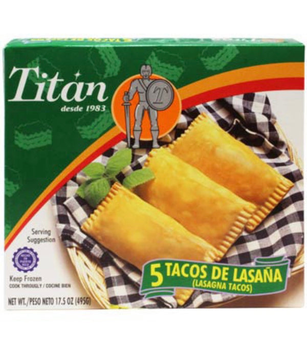 Next Day delivery con 4 cajas de TITÁN  TACOS DE LASAÑA 5 CT