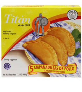 4 cajas de TITÁN  EMPANADILLA CARNE DE POLLO 5 Con Envio de UPS